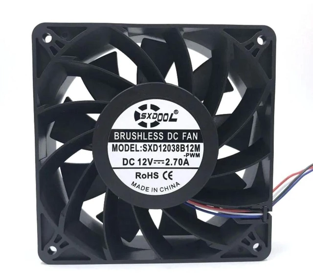 Main image of SXD12038B12M 12038 DC12V Cooling Fan, 120×120×38mm 4500RPM 200CFM High Airflow Replacement Fan for Mining Rig, Bitmain S7 S9 Miner Processor Heat Dissipation