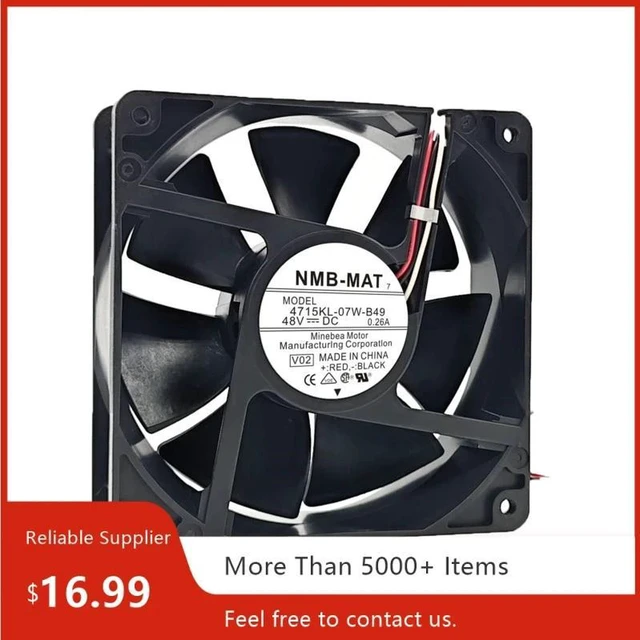 Alt view image 2 of 2 - 4715KL-07W-B49 12038 Axial Cooling Fan, 120×120×38mm 120mm DC48V 0.26A 118CFM High Airflow Fan Replacement for Network Communication Switch Heat Dissipation