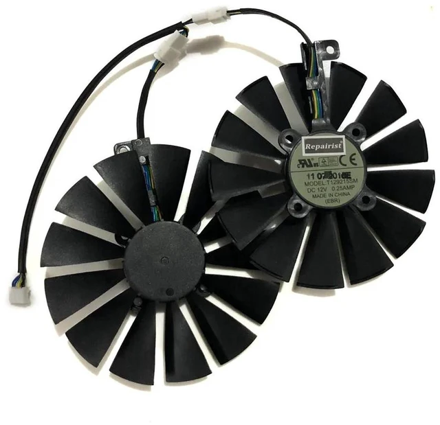 Alt view image 2 of 2 - 2 Units/Set T129215SM GPU Cooling Fan, Replacement VGA Graphics Card Cooler for POSEIDON GTX 1080 TI, CERBERUS GTX 1070 TI A8G & GTX 1050 ti 4G Gaming Video Card, DC12V 4-Pin PWM Heat Dissipation Fan