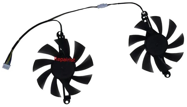 Main image of 2 Units/Set T129215SU GPU Cooling Fan, VGA Graphics Card Cooler Replacement for RX 580 8G & RX6600M 8G Video Card, DC12V 4-Pin PWM Fan, 85mm Diameter, 98mm Mounting Hole Spacing