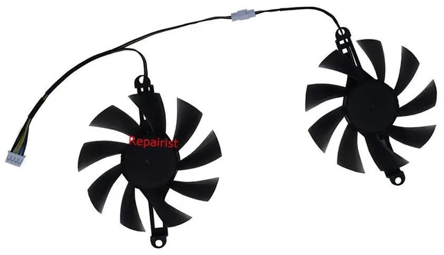Alt view image 2 of 2 - 2 Units/Set T129215SU GPU Cooling Fan, VGA Graphics Card Cooler Replacement for RX 580 8G & RX6600M 8G Video Card, DC12V 4-Pin PWM Fan, 85mm Diameter, 98mm Mounting Hole Spacing