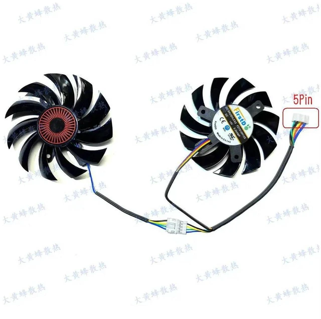 Main image of FD7010H12S GPU Cooling Fan Set, 5-Pin Intelligent Thermostat Video Card Fan DC12V, Replacement Graphics Card Cooler for GTX1060 GTX1050Ti GTX1050 GTX960 GTX950 RX560, Gaming GPU Heat Dissipation Repai