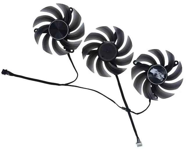 Alt view image 2 of 2 - Triple FD8015U12D GPU Cooling Fan Set, Replacement Graphics Card Cooler for RTX3070 Ti Black Edition D6X & RTX3070 LIFE ES, DC12V 4Pin PWM Intelligent Thermostat VGA Fan, Gaming GPU Heat Dissipation