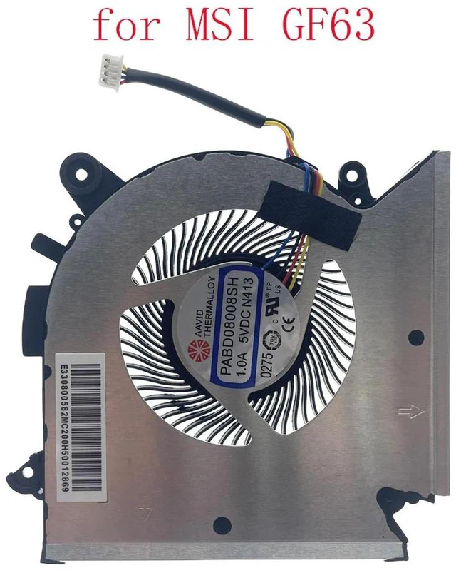 Main image of Laptop CPU Cooling Fan Replacement for MSI GF63 9RCX-818, 9SC-066, 8SC-030 N413 Series Gaming Notebook, DC5V 4-Pin PWM Internal CPU Radiator Fan, Quiet Processor Cooler Repair Replacement Part