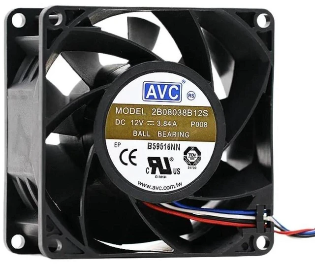 Main image of 80x80x38mm 8038 High Speed Axial Cooling Fan 2B08038B12S, 8CM DC12V 3.84A High Performance Replacement Fan for Server, Industrial Cabinet, High Power Equipment Heat Dissipation