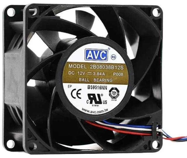 Alt view image 2 of 2 - 80x80x38mm 8038 High Speed Axial Cooling Fan 2B08038B12S, 8CM DC12V 3.84A High Performance Replacement Fan for Server, Industrial Cabinet, High Power Equipment Heat Dissipation