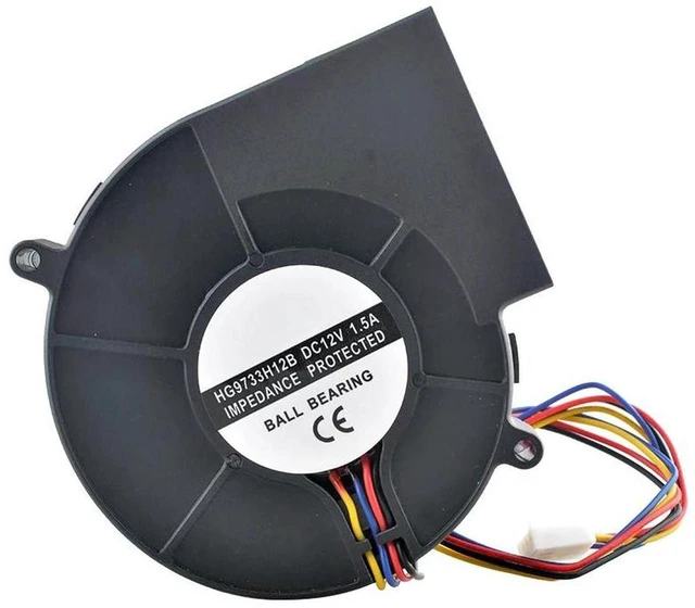 Main image of 2 Pack 97x97x33mm DC12V 1.50A 4-Pin Dual Ball Bearing Centrifugal Blower Fans, 97mm Turbine Blower Replacement for Film Cooling Systems, High Airflow Thermal Control Equipment