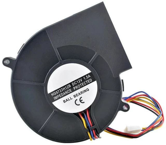 Alt view image 2 of 2 - 2 Pack 97x97x33mm DC12V 1.50A 4-Pin Dual Ball Bearing Centrifugal Blower Fans, 97mm Turbine Blower Replacement for Film Cooling Systems, High Airflow Thermal Control Equipment
