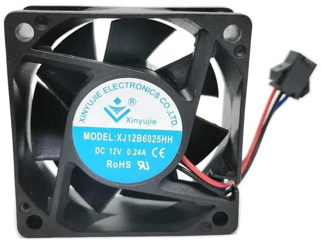Main image of 60x60x25mm 6025 3-Wire Laptop Chip Cooling Fan XJY12B6025HH, DC12V 0.48A Square Replacement Fan, Internal Cooling Fan for Notebook Chip Module, Small Electronic Equipment Heat Dissipation Repair