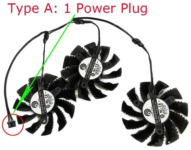 Alt view image 2 of 2 - 1 Set Type A GPU Cooling Fan PLA09215S12H, 82mm Replacement VGA Cooler for GV-N3070OC RTX3070 RTX3070 OC Rev.2.0 Desktop Graphics Card Heat Dissipation Repair