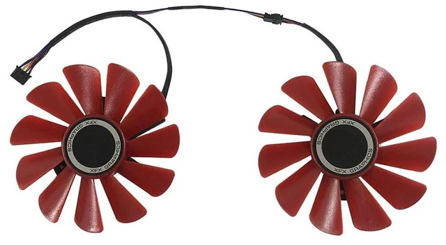 Main image of 2-Pack Red GPU Cooling Fans FDC10U12S9C CF9010H12S, Replacement VGA Cooler for XFX RX480, RX570, RX470 Desktop Graphics Cards, GPU Heat Dissipation Repair Spare Part