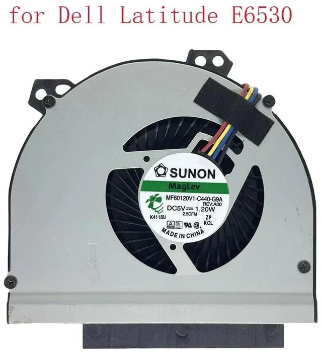 Main image of Laptop CPU Cooling Fan Replacement for Dell Latitude E6530, Part Number MF60120V1-C440-G9A DP/N 02MK5J, 4-Pin Connector Notebook CPU Cooler Repair Spare Part