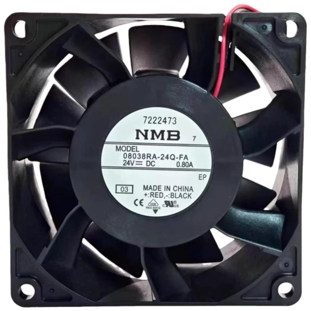 Alt view image 2 of 2 - 80x80x38mm DC24V High Speed Axial Cooling Fan 08038RA-24Q-FA, 0.80A, 91.8CFM, 6500RPM Heavy Duty Replacement Fan for Inverters, Industrial Power Equipment Heat Dissipation Repair