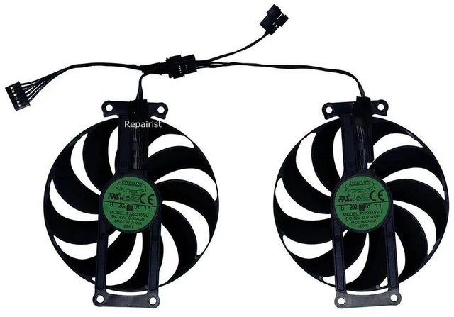 Alt view image 2 of 2 - 2-Pack GPU Cooling Fan Set T129215SU, Replacement VGA Cooler Fans for Zotac RTX3060Ti V2 MINI OC and RTX3060 V2 12GB Mini Desktop Graphics Cards, GPU Heat Dissipation Repair Spare Part