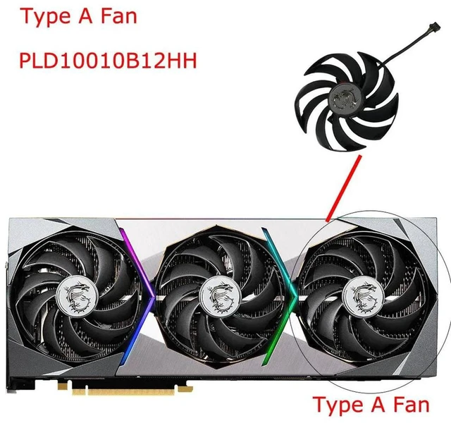 Main image of PLD10010B12HH Type A GPU Video VGA Cooling Fan, Replacement Graphics Card Fan for RTX 3090 Ti, 3080, 3080 Ti, RTX 3090 Ti X, TRIO, GPU Cooler Repair Accessory for Graphics Card Heat Dissipation