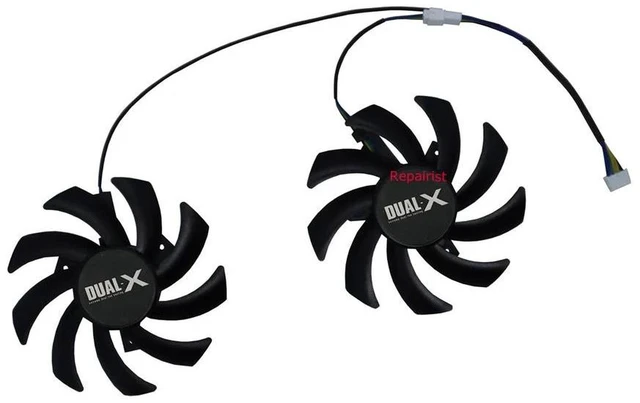 Alt view image 2 of 2 - 2 Pcs/Set FDC10H12S9-C GPU VGA Cooling Fans, Replacement Graphics Card Fan Kit for Sapphire HD6850, HD6970, HD7870 2G, HD7950, HD7970, R9 280X, CMP 30HX, P104-100, 4-Pin PWM Video Card Cooler Repair