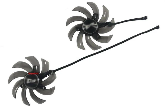 Main image of 2 Pcs/Set TH9210S GPU VGA Cooling Fans, Replacement Graphics Card Fan Kit for RTX 2060 SUPER STORM X DUAL, GTX 1660 Ti Gaming Video Card, 5.5mm Plug Cooler Repair Parts for GPU Heat Dissipation