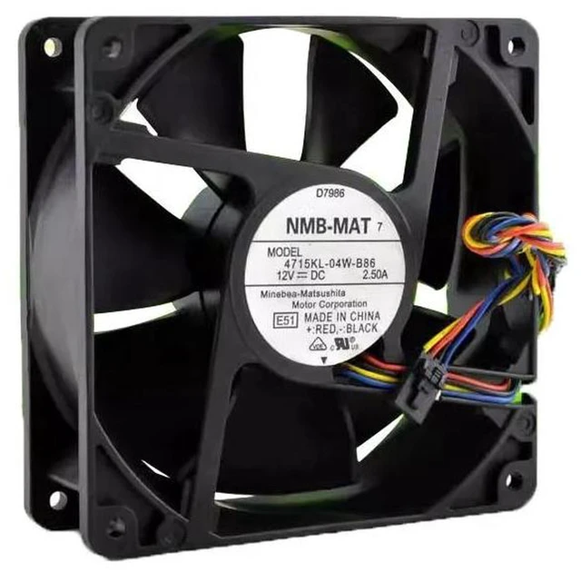 Alt view image 2 of 2 - 4715KL-04W-B86 12038 120x120x38mm DC12V 2.5A Dual Ball Bearing Axial Cooling Fan, Replacement 120mm Server Fan for PE800 Server Chassis, Industrial Cabinet Heatsink Heat Dissipation Repair Part