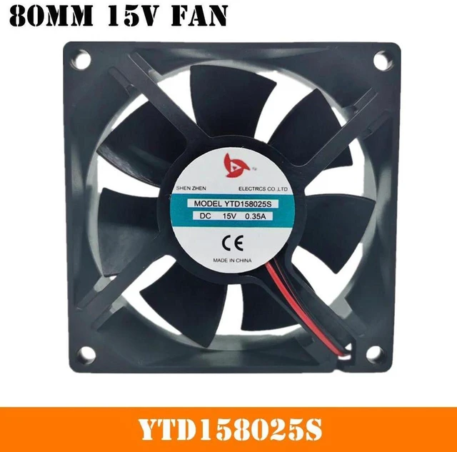 Main image of YTD158025S 8025 80x80x25mm DC15V 0.35A 2-Wire Axial Cooling Fan, 8CM 80mm Replacement Heatsink Fan for Industrial Equipment, Power Supply, Cabinet Heat Dissipation Repair Spare Part