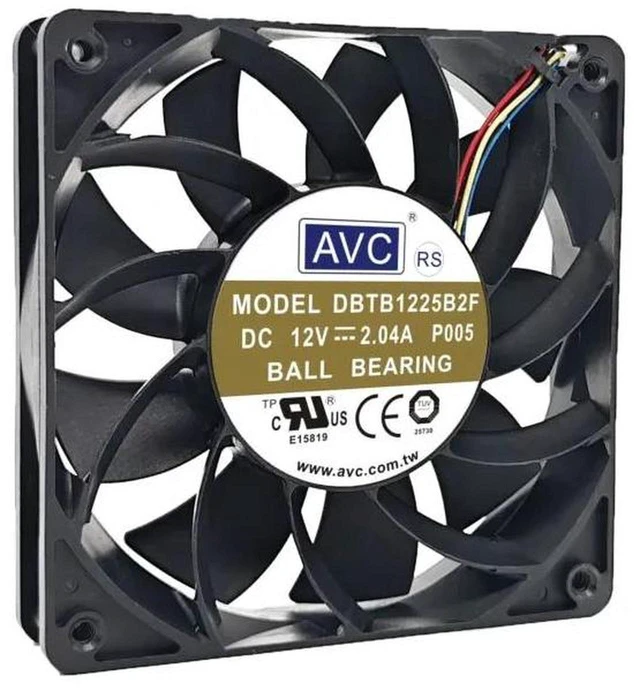 Main image of DBTB1225B2F 12025 120x120x25mm DC12V 2.04A High Speed High Airflow 4-Pin PWM Axial Cooling Fan, Replacement Fan for Server Chassis, Industrial Cabinet, Mining Rig Heat Dissipation Repair Spare Part