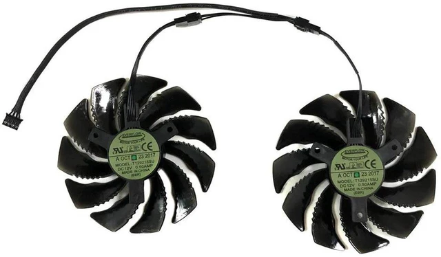 Main image of 2 Units/Set T129215SU GPU Cooling Fan, VGA Video Card Cooler Replacement Fan for P106-100 6G, GTX 1660, GTX1650 SUPER, DC12V PWM Graphics Card Repair Spare Part
