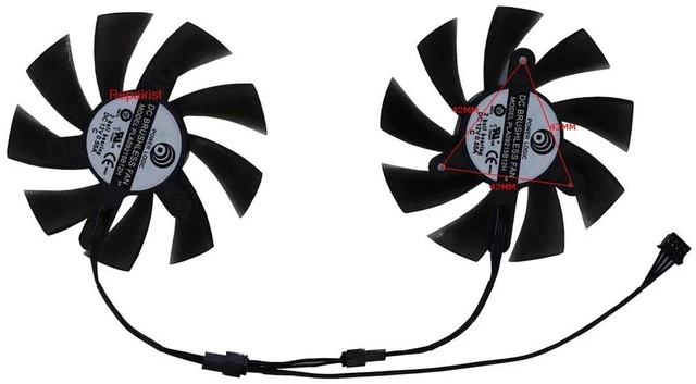 Alt view image 2 of 2 - 2 Pack XY-D0915B GPU Cooling Fans, VGA Video Card Cooler Replacement Fan for RX 580 8GB RX580 GDDR5 Graphics Card, DC12V PWM Graphics Card Repair Spare Part