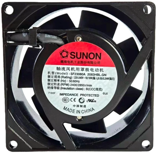 Alt view image 2 of 2 - SF23080A 2083HBL.GN 80x80x38mm 80mm AC Axial Cooling Fan, AC220V/240V Ball Bearing 2850RPM High Speed Industrial Axial Fan for Electrical Cabinet Heat Dissipation Replacement Spare Part