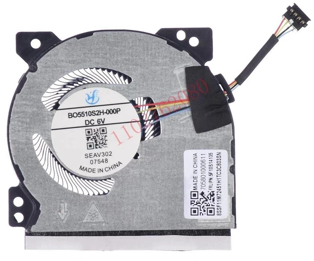Main image of CPU Cooling Fan Replacement 8APU1 5F10S14135 5F10S14134 705801000611 BD5512S5H-000P, DC5V 0.5A Notebook 4Pin Fan for Laptop Heat Dissipation Repair Spare Part