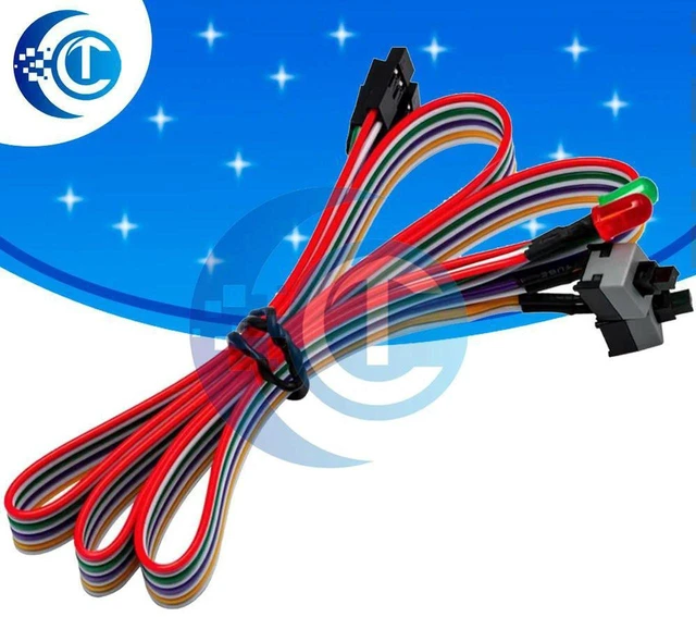 Main image of AJMRTC 65cm ATX PC Motherboard Power On Off Reset Switch Cable with LED Light, Desktop Computer External Power Reset Button Extension Cable for DIY PC Case Modding & Computer Maintenance
