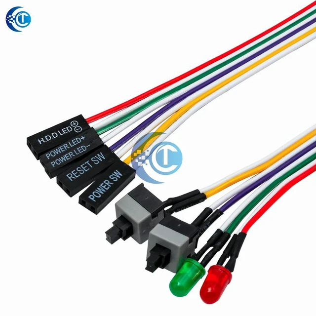 Alt view image 3 of 3 - AJMRTC 65cm ATX PC Motherboard Power On Off Reset Switch Cable with LED Light, Desktop Computer External Power Reset Button Extension Cable for DIY PC Case Modding & Computer Maintenance