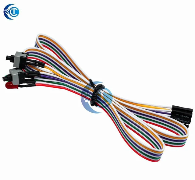 Alt view image 2 of 3 - AJMRTC 65cm ATX PC Motherboard Power On Off Reset Switch Cable with LED Light, Desktop Computer External Power Reset Button Extension Cable for DIY PC Case Modding & Computer Maintenance