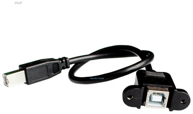 Alt view image 2 of 2 - AJMRTC 30CM USB 2.0 Type B Male to Female Right Angle Extension Cable, M/F Panel Mount Cable with Screw Hole, High Speed Data Transfer for Printer, Scanner, CNC Controller & DIY Cabinet Installation