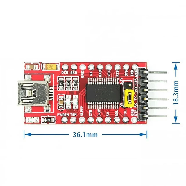Alt view image 3 of 3 - AJMRTC FT232RL FT232 USB to TTL Serial Adapter Module, 5V & 3.3V Voltage Output, USB to 232 Download Cable, 1PCS FT232RL Breakout Board for Arduino STM32 Debugging & Programming Projects
