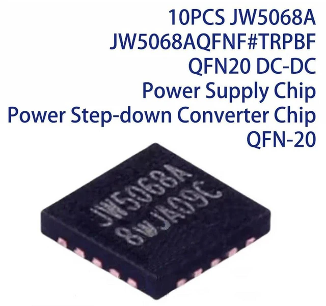 Main image of AJMRTC 10PCS JW5068A JW5068AQFNF#TRPBF QFN20 DC-DC Step Down Converter IC, QFN-20 Surface Mount Power Supply Chip, High Efficiency Buck Regulator for Electronic Circuit & PCB Design Projects