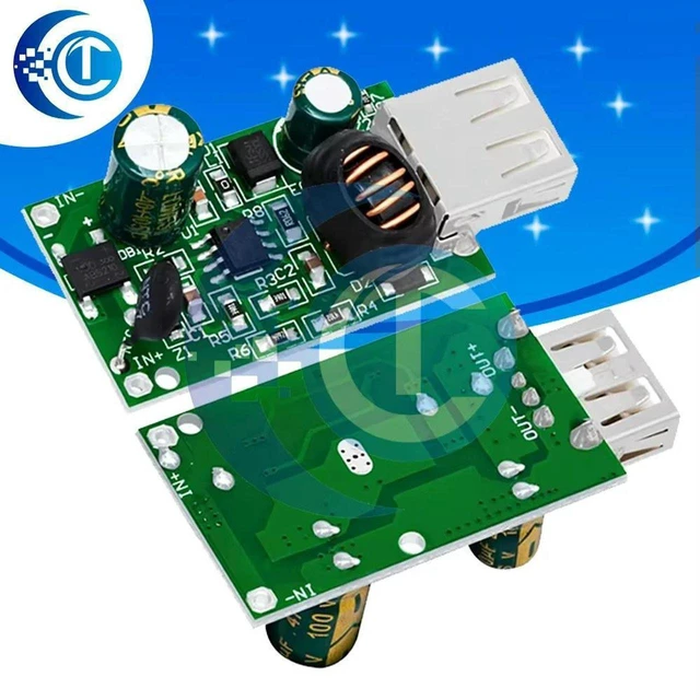 Main image of AJMRTC DC-DC Step Down Buck Converter Module, DC 12V 24V 48V 60V 72V to 5V 2A Dual USB Output Car Power Supply Charger Board, Voltage Regulator for Vehicle Phone Charging & Electronic DIY Projects