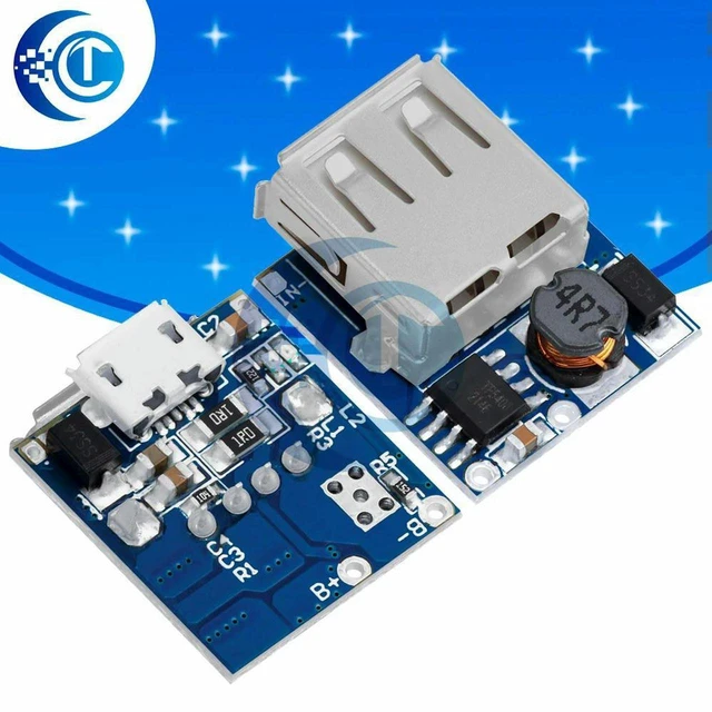 Main image of AJMRTC 5V Lithium Charger Module, 2-in-1 Micro USB Step-Up & Protection Board, Li-ion Li-Po Battery Charge Discharge Boost Converter for DIY Power Bank, Portable Power Supply Electronic Projects
