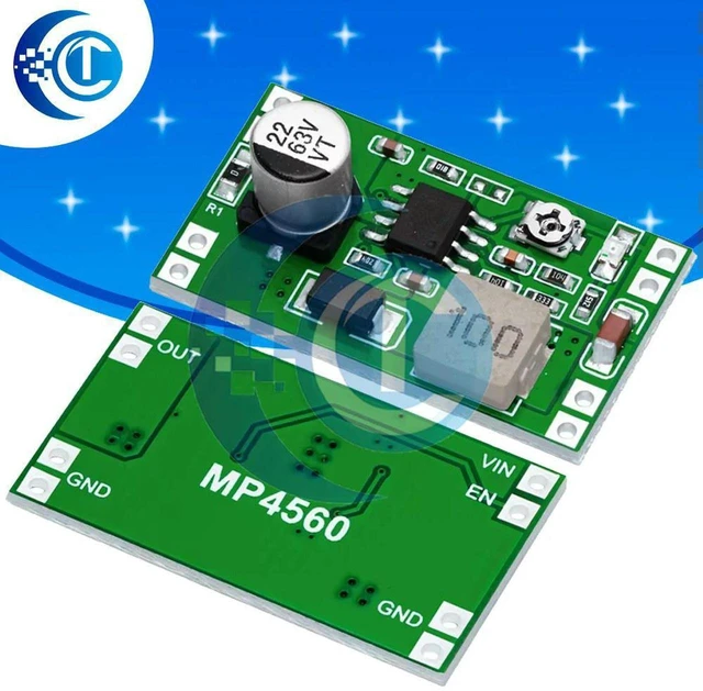 Main image of AJMRTC MP4560 DC-DC 2A Step Down Stabilized Power Supply Module, Wide Input 6V-55V Adjustable Buck Converter, Output 3V/5V/9V/12V Voltage Regulator Board for Electronic DIY & Industrial Power Projects
