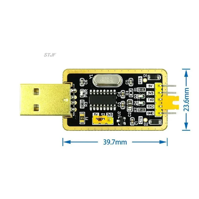 Alt view image 3 of 3 - AJMRTC CH340G USB to TTL Serial Converter Module, Upgrade Replacement for PL2303, 9-in-1 Brush Download Board, 3.3V/5V Switchable, UART Serial Adapter for STC MCU Program Download & Electronic Debuggi
