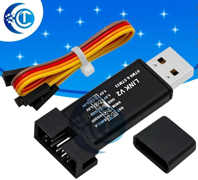 Main image of AJMRTC 1Set ST-Link V2 Mini Programmer Simulator, STLINK V2 Debug Downloader for STM8 STM32, with Protective Cover & DuPont Cable, STM MCU Programming Debug Tool for Embedded Electronic DIY Projects