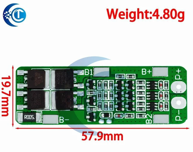 Alt view image 2 of 3 - AJMRTC 3S 15A BMS Lithium Battery Protection Board, 12.6V Li-ion PCB Module, Overcharge Over-Discharge Overcurrent Short Circuit Protection for Electric Drill, Motor, Battery Pack & DIY Power Projects