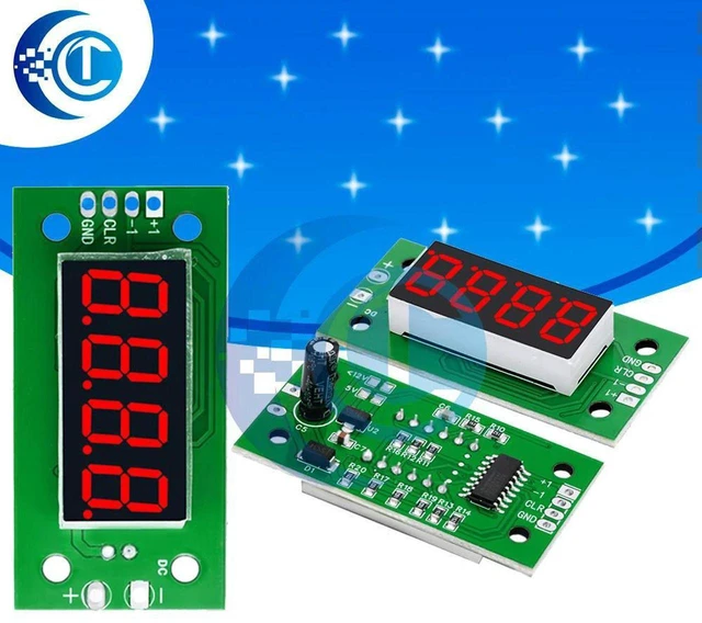 Main image of AJMRTC 0-9999 Digital Counter Module, DC 4-25V 4-Digit LED Display Counter with Low-Level Trigger Switching & Power-Off Memory Function, Electronic Counting Board for Industrial Detection, Conveyor