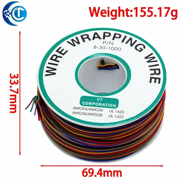 Alt view image 2 of 3 - AJMRTC 30AWG 8-Core UL1423 Tinned Copper PVC Wrapping Wire, Flexible Breadboard Jumper Cable, Insulated Multicore Wire for Circuit Prototype, Electronic Wiring & DIY Projects