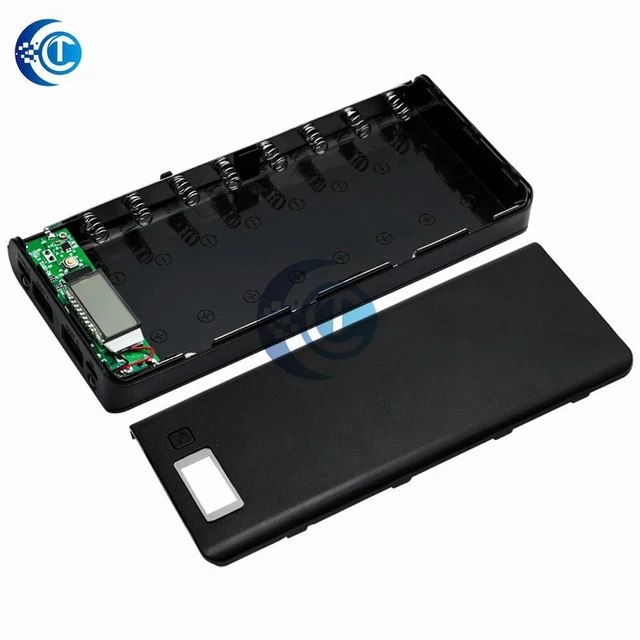 Alt view image 2 of 3 - AJMRTC 8 Slots DIY Power Bank Shell Case with LCD Display, 8x18650 Battery Holder Box, Portable Powerbank DIY Kit, Battery Not Included for Outdoor Charging & Electronic DIY Projects