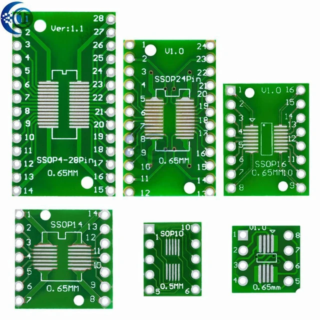 Alt view image 2 of 3 - AJMRTC 7-in-1 SMD to DIP Adapter Kit, 8-28 Pin Converter Breakout Board, SOP MSOP SSOP TSSOP SOT23 Socket Adapter for IC Testing, Circuit Prototyping & Electronic DIY Projects