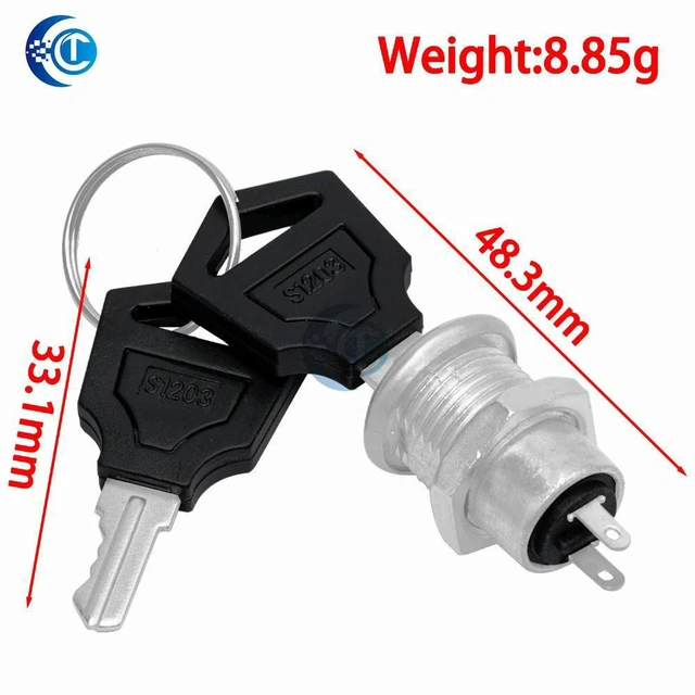 Alt view image 3 of 3 - AJMRTC 12mm Stainless Steel Electronic Key Switch S1203, 2PIN ON OFF Lock Power Switch 12*21mm with 2 Keys, Security Phone Lock Switch for Cabinet, Device & Electronic DIY Projects