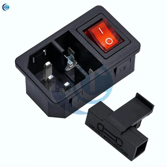 Alt view image 3 of 3 - AJMRTC AC-01 Triplex Embedded 3-Hole AC Power Socket Module, Built-in Indicator Light, ON/OFF Switch and Fuse Protection, 1Pcs Embedded Outlet for Electronic Cabinet DIY Projects