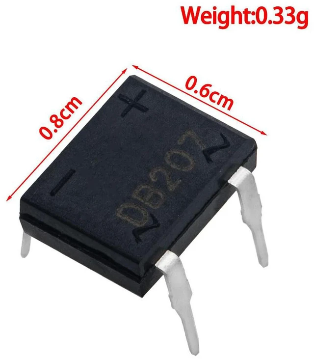 Alt view image 2 of 3 - AJMRTC 10Pcs DB207 DB207S DIP-4 Bridge Rectifier Diode, 2A 1000V Full Wave Power Rectifier DIP4 Through Hole Electronic Components for AC to DC Power Conversion Projects