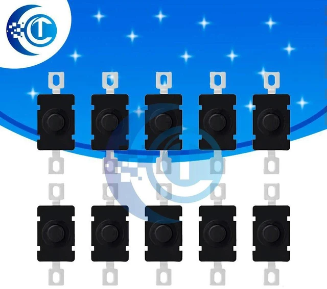 Main image of AJMRTC 10Pcs KAN-28 SMD Self-Locking Push Button Switch, 18×12mm 1812-28A, 1.5A 250V AC Power Latching Tactile Switch for Flashlight, Small Household Electronic Equipment