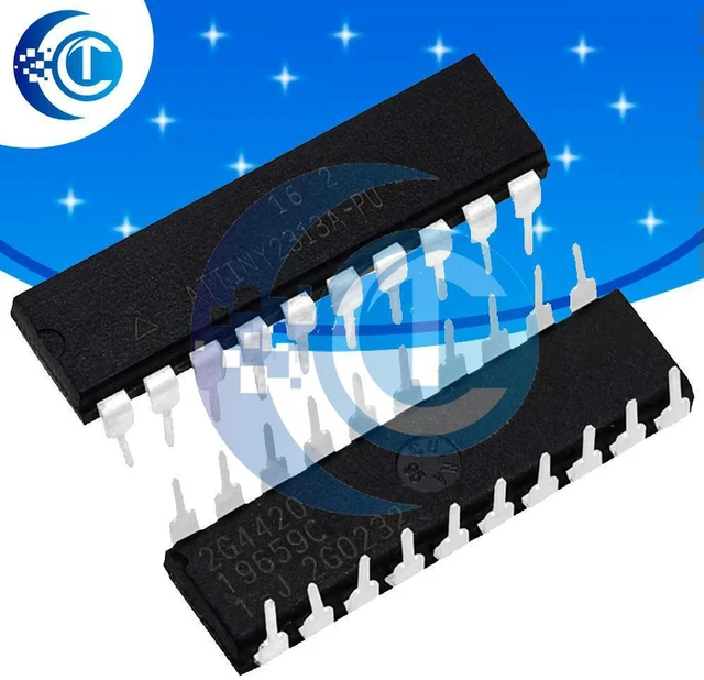 Alt view image 2 of 3 - AJMRTC 1Pcs ATTINY2313A-PU DIP-20 8-Bit AVR RISC Microcontroller Chip, 2KB Flash Low-Power MCU for DIY Embedded Electronic Projects and Circuit Prototyping