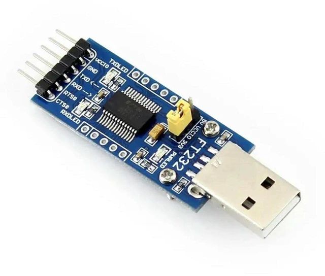 Main image of AJMRTC FT232 USB UART Board with Type A Connector, USB to UART Serial Adapter Module, FT232 Chip USB-UART Solution for Serial Debugging and MCU Firmware Programming Projects